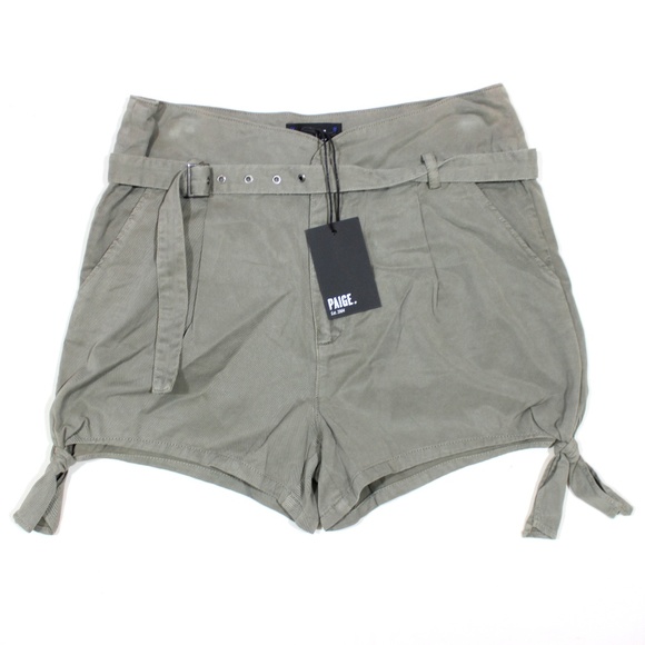 PAIGE Pants - Paige Claudette Short Tan Olive Belted Ties